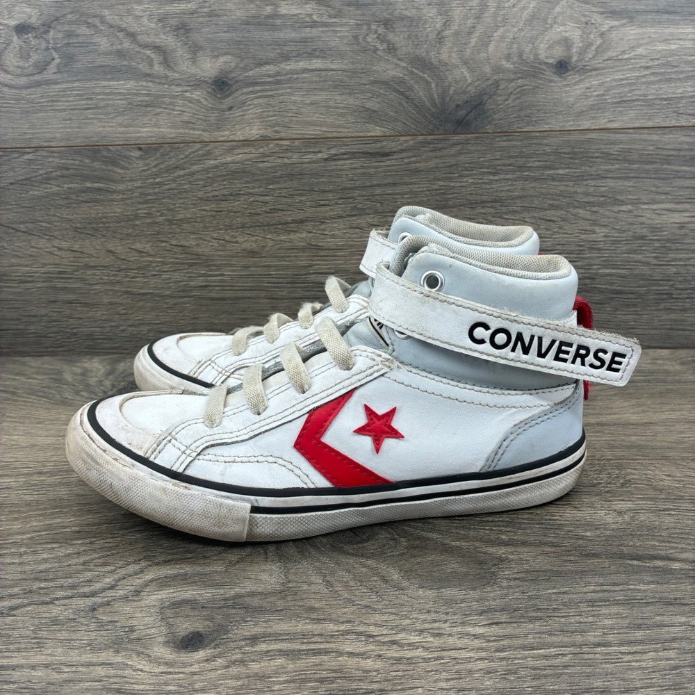 Converse‎ Pro Blaze Strap High Top Sneakers White Red Youth Size 2